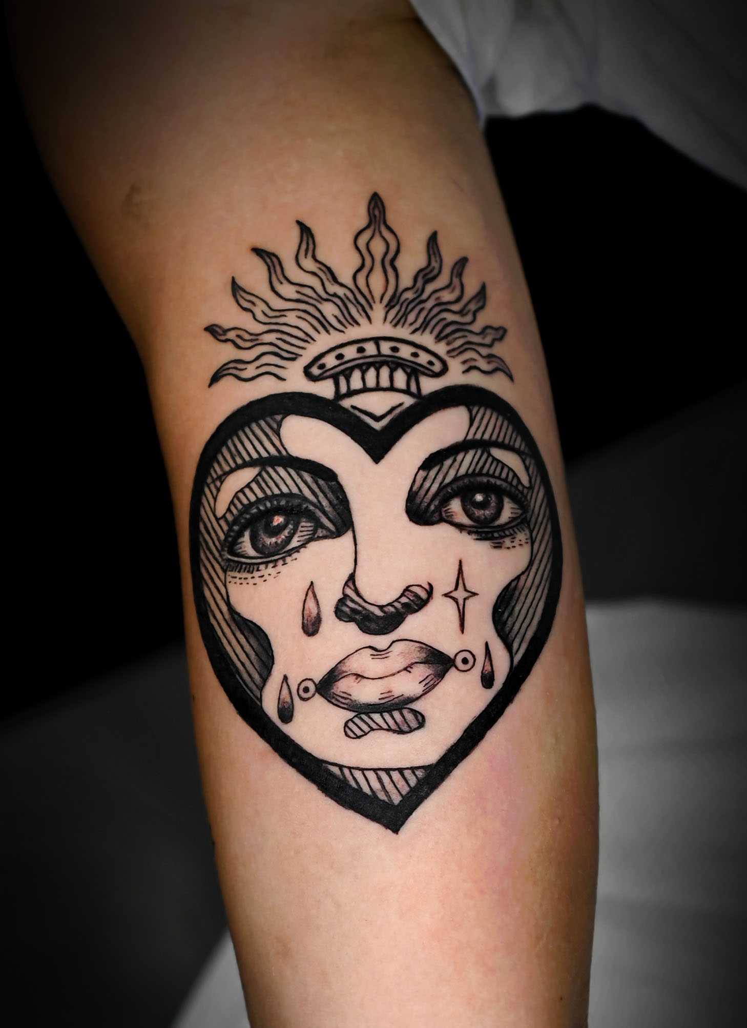 Memorial tattoo inspired by the sun card Artist Richard Smith  Amulet  Tattoos St Petersburg FL  rtattoos
