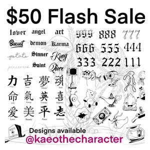 Fifty Dollar Tattoo Flash Sale by Kaeo