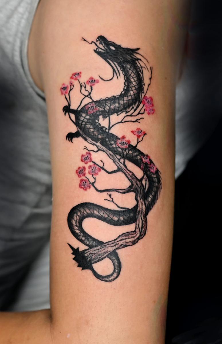 Dragon and cherry blossoms  Japanese Tattoo Art  Posters and Art Prints   TeePublic