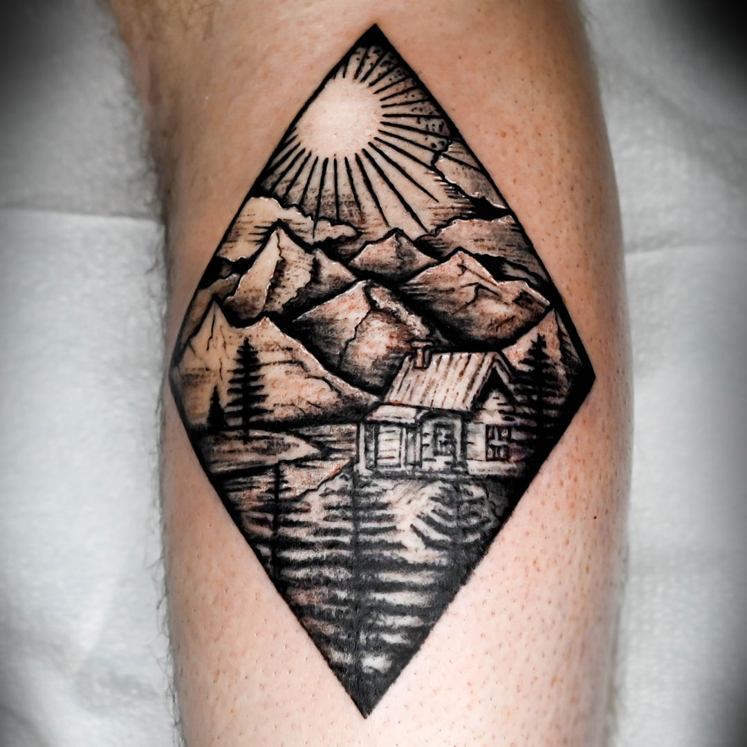 Eagle landscape tattoo by Jay Michalak: TattooNOW