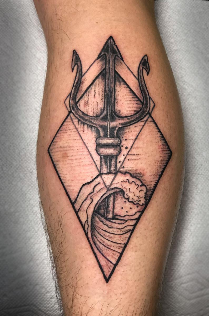 Tattoo uploaded by Tattoodo • Trident tattoo by Matthew Amey #MatthewAmey  #tridenttattoo #trident #fingertattoo • Tattoodo