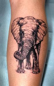 Elephant Calf leg Tattoo