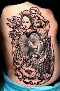 Geisha and Koi tattoo